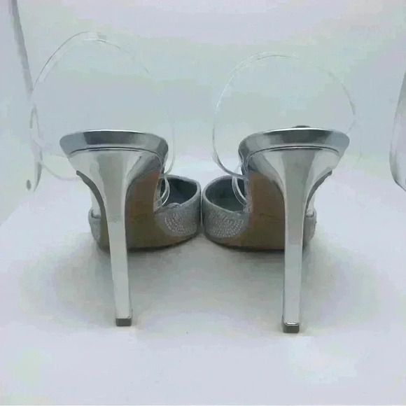 Nine West Silver Sparkle Pumps w/ Clear strap sz 7 - Picture 4 of 6